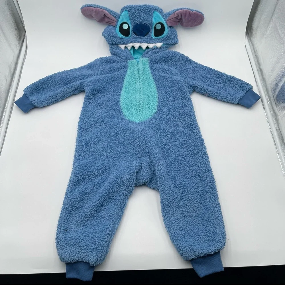 Disney Store Stitch Costume Pajama Romper Jumpsuit Bodysuit Kids Sz 3 Cozy